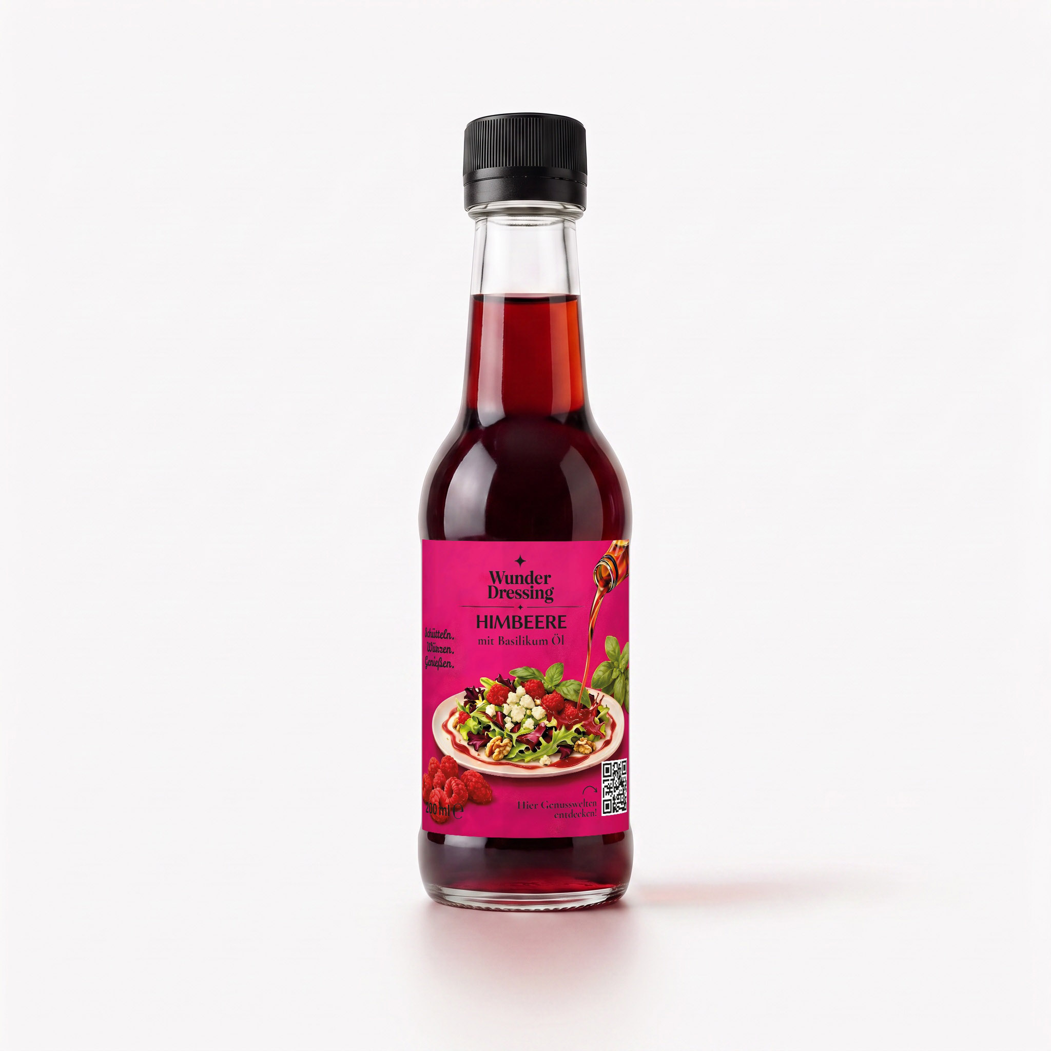 Wunder Dressing Himbeeren — Gourmet-Salatdressing in der 200-ml-Glasflasche